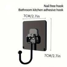 Stainless Steel Sticky Hook, Sticky Hook Heavy Duty Wall Hook Waterproof Stainless Steel Hook For Hanging Coats, Clothes Hooks, Plant Hooks, Gardening Tools Hooks, Kitchen Utensils, Pan Hooks, Pot Hooks, Cutlery Hooks, Spoon Hooks, Hats, Towels Bathrobe Hooks Wall Mount - Bathroom And Bedroom. - Black - View 8