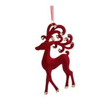 1 pieza Conjunto de decoración navideña que incluye reno, lazo y otros adornos, pendiente de lujo navideño con efecto aterciopelado rojo, decoración navideña de copos de nieve para cruces fronterizos, accesorios de vestuario navideño