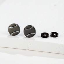1 par de pendientes de tuerca de béisbol de acero inoxidable, joyería deportiva de moda, y regalos para clubes tanto para hombres como para mujeres