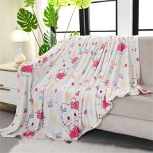 Sanrio 1 Piece, Sanrio Hello Kitty Extra Large Flannel Blanket - With Colorful Hello Kitty Illustrations, Perfect For Daily Use, Comfortable And Warm. This Soft Flannel Blanket Will Make You Feel Comfortable. Suitable For Sofas, Beds, And Office Napping - Modern Knitted Design, Ultra Soft Home, Picnic, And Travel Blankets - Personalized Blankets For Comfortable All Seasons