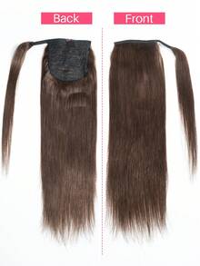 QVR QUEEN VIRGIN REMY QVR Human Hair Ponytail Hair Extensions Long Drawstring Straight Hairpieces Natural Look Dark Brown Remy Human Hair Clip In Ponytail For Women - Dark Brown - View 3