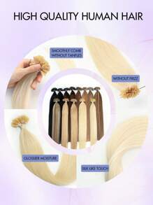 50 Pcs U Tip Hair Extensions Real Human Hair Extensions Natural Look Keratin Straight Basic Style Invisible Nail Tip Hair Extensions For Women