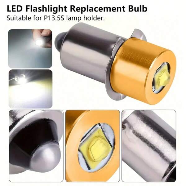 P13.5S PR2 High Power LED Flashlight Bulb, DC 3V, DC4-26V 4.5V 6V 9V 12V 18V LED Upgrade Bulb Replacement For Maglite, 3W 247LM 6000K Bright White, LED Conversion Kit For 3 4 5 6 C/D Flashlights Torch Recessed Lighting