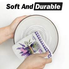 2pcs Set, Lavender Series Plaid Border Printed Towels, Ultra-Fine Fiber Modern Absorbent Cleaning Cloths, Cooking Baking Tea Towels, Dishcloths, Hand Towels, Super Soft, Highly Absorbent, Kitchen Decor, Neighbor/Mom/Birthday Gift, Housewarming Present For Friends, Kitchen Accessories, Household Essentials For Beauty Salon Home Bathroom