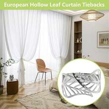 2pcs Metallic Hollow Leaf Window Curtain Tie Backs - 6.5cm/2.55inch Diameter, No Drilling Design, Easy To Hang - Durable Polyester Fiber Home Decor For Living Room, Bedroom, Office, Modern Minimalist Style, Decorative Design, Cute - Multicolor - View 6