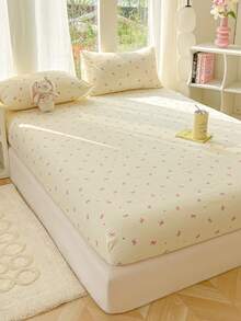 1pc Floral Print Fitted Sheet, Soft And Comfortable Bedroom Bedding, Mattress Protector, Skin-Friendly Fitted Sheet, Suitable For All Seasons Dust-Proof And Non-Slip Bedspread, For Single, Double, Queen, King Bed, Machine Washable (Pillow Case Not Included) - Multicolor - View 3