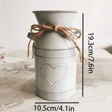 1pc Retro Distressed Flower Vase Iron Art Milk Jug Vase Decor Gifts Birthday Graduation