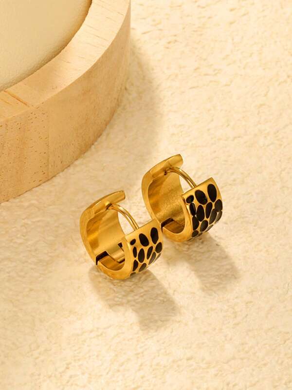 Simple Leopard Pattern Drop Oil Round Earrings 18k Gold Plated Personalized Earrings For Men And Women