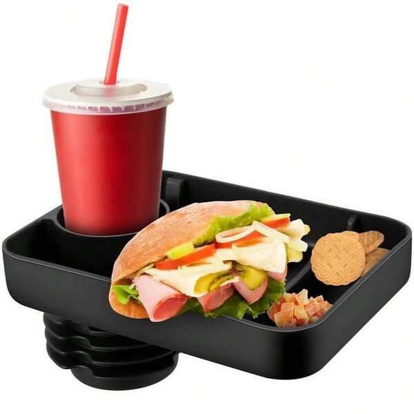 Travel Tray, Seat Cup Holder Snack Tray, Car Seat Food Snack Tray, Backseat Car Organizer, Portable CarSeat Food Snack Tray For Road Trip, Heat-Resistant Silicone Snack Tray