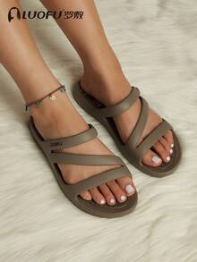 luofu 新款罗浮时尚夏季女士印花拖鞋舒适橡胶鞋垫户外休闲凉鞋沙滩鞋防滑家居拖鞋