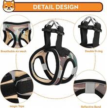 Dog Harness With Leash Set, No-Pull Step-In Reflective Pet Harness With 1 Leash Clips, Adjustable Soft Padded  Dog Vest Small Medium Large Dogs, Cats(Bright Red, XXXSmall)8GGY - 偽裝 - 查看 10