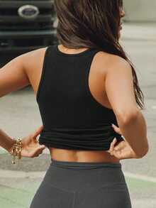 1 Stück Damen Trägerhemd, ärmelos, breite Schulter, seitlicher Busenausschnitt verdeckt, schwarz, gepolsterter Brustbereich, kann als Oberbekleidung getragen werden, schmale Passform