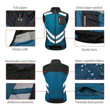 WOSAWE Cycling Sleeveless Vest, Breathable Windbreaker Reflective Cycling Vest - Navy Blue - View 4