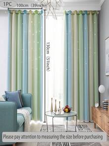 1 件纯色单面渐变空心星形双层窗帘，遮光，经典简约风格，适用于客厅、卧室等，秋季装饰，秋季装饰，房间装饰