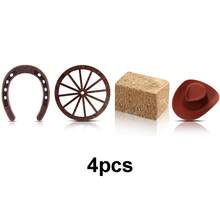 20 piezas Decoraciones para fiesta con temática del oeste, centros de mesa de vaquero, herradura de la suerte, sombreros de vaquero en miniatura, montón de heno simulado, rueda de vagón de madera, decoración para manualidades, suministros para fiesta de vaquero, cumpleaños, boda