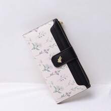 Suphiar SUPHIAR Women's Long Wallet - Fresh Floral Print Light Blue Snap + Golden Leaf Multi-Card Slots Zipper Design For Women Wallet Purse Wallet Cute Wallet Wallet Mini Wallet Small Wallet