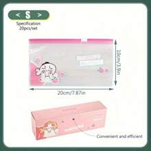 10/15/20-Pack Cute Cartoon Zipper Seal Bags | Reusable Self-Sealing Food Storage Bags | Thickened Airtight Freezer Bags For Fridge & Home Use | Freshness Preservation Pouches