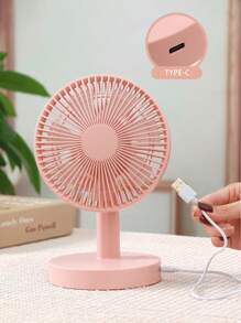 AOYI 1pc Rechargeable Desktop Smart Oscillating Fan With Auto Swing, Height Adjustable, 3-Speed, Brushless Motor, Comes With USB Charging Cable, Simple Desk Fan Design