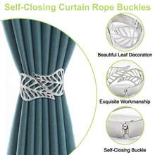2pcs Metallic Hollow Leaf Window Curtain Tie Backs - 6.5cm/2.55inch Diameter, No Drilling Design, Easy To Hang - Durable Polyester Fiber Home Decor For Living Room, Bedroom, Office, Modern Minimalist Style, Decorative Design, Cute - Multicolor - View 8