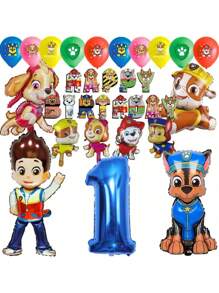 Paw Patrol Authorize Paw Patrol Theme Balloon 32inch Number Balloons Happy Birthday Banner Party Decorations, Birthday Balloon Combination Perfect For Birthday Adult Gift Party Wall Decorative Balloon Set