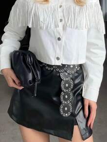 shorts  elegante    Couro PU     Noite