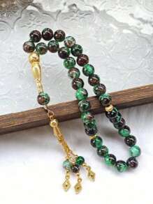 1 件 33 件 10 毫米大串珠金流苏玻璃念珠手链，串珠饰品，圣诞节、新年、情人节节日礼物