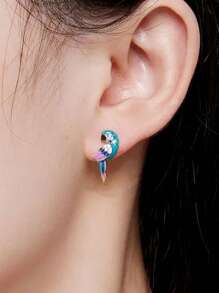 1 Par de Aretes Elegantes de Circonita Cúbica para Niñas, Regalo para Niñas, Decoración Diaria para Fiesta, Joyería, Regalo de Cumpleaños