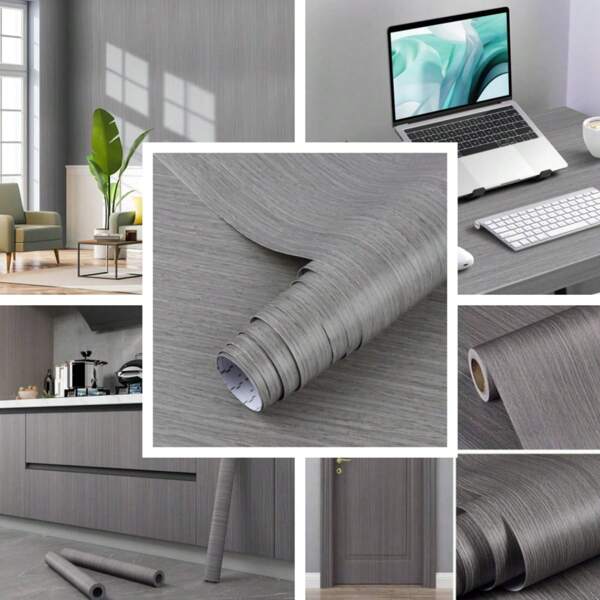 1 Rolle dunkelgrauer Holzmaserung texturiertes Tapeten-Vinyl Kontaktpapier für Küchentheken, Schränke, Möbel-Renovierung, Badezimmerwände, Heimdekoration, Wandaufkleber, selbstklebend, abnehmbar, einfache DIY-Installation Tapete 15.7"/196.8"/118.1"/39.3"