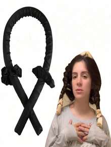 3pcs Non-Heat Curling Iron Set, Suitable For Long-Haired Women. Slouchy Hair Curling Band Set, Can Create Undamaged Wavy Hairstyles. - Black - View 2