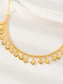 1pc 18K Gold Plated Minimalist Tassel Or Bell Pendant Anklet, Suitable For Women And Girls Everyday Wear - Love - View 3