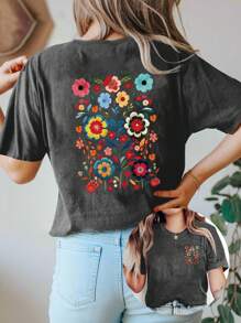 Maglietta estiva casual da donna a maniche corte con stampa a motivo cartoni animati, abbigliamento estivo da donna, maglietta grafica