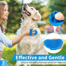 1 pieza Cepillo de baño y champú de verano para mascotas, cepillo de goma de silicona para masaje con compartimento para champú para herramientas de aseo de perros y gatos; Accesorios para perros y gatos; Playa; Sol; Viaje; Fresco;