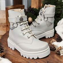 Botín Para Niños Color Claro Con Cadena y Cierre Lateral - Late - Ver 4