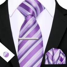Cravate florale violette royale pour hommes, ensemble de cravate de luxe en soie jacquard avec mouchoir pour mariage et soirée