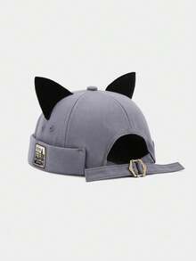 1pc Cat Ear Docker Cap Brimless Hats Beanie For Women Men Skull Cap Worker Sailor Cap Rolled Cuff Retro Docker Hat - Multicolor - View 6