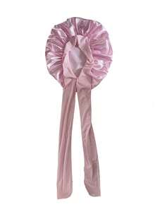 1 件弹力丝带发圈缎面圆形帽子，女士纯色长发睡眠帽，打结美发美容卷发帽