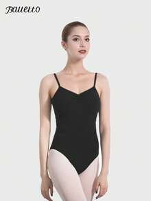 balletto Adult Ballet Dance Leotard, Lace Strap High Cut Skinny Fit, Gymnastics Camisole For Training - Black - View 1