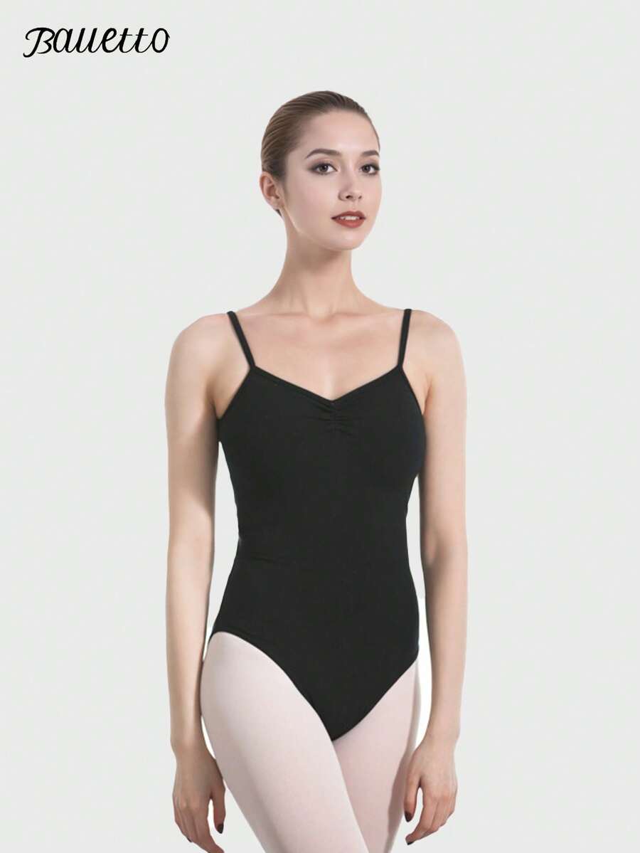 balletto Adult Ballet Dance Leotard, Lace Strap High Cut Skinny Fit, Gymnastics Camisole For Training - Black - View 1