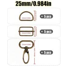 15pcs/Set 15-38mm Mixed Color Metal Belt Buckle Set, D-Ring Buckle, Rectangular Sliding Adjustment Buckle, Rotating Hook Buckle For DIY Pet Collars Handbags And Sewing Crafts - Multicolor - View 11