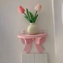 1pc Bedroom Wall Decor Storage Rack, Wall-Mounted Decorative Item, Cute Bow Accent, Suitable For Girl's Room - Multicolor - View 4