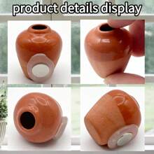 Mini Vase Magnets For Fridge 6PCS - 3D Ceramic Tiny Plant Vase Magnets Fridge Decoration Set Design For Refrigerator, Lockers & Office Spaces (1pc, 3pcs,6pcswith Flower)