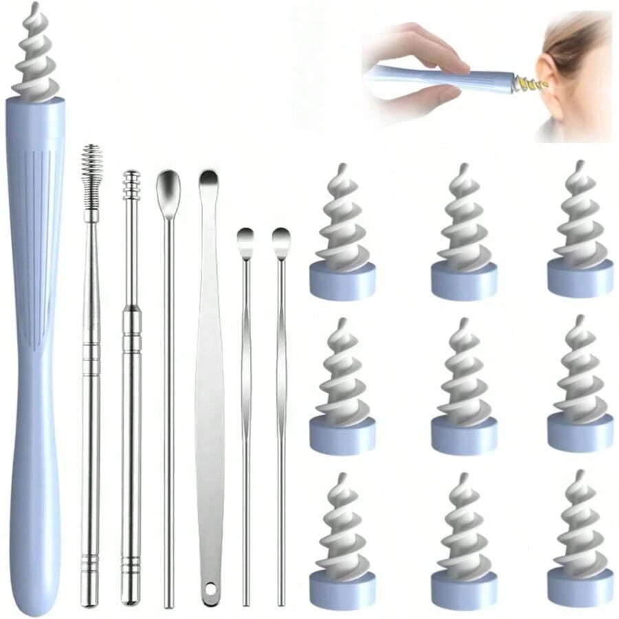 JIY7 In 1 Ear Wax Removal 2025 QGrips Ear Wax Removal Tool Reusable And Washable Replacement Soft Silicone Tips For Cleaner Earwax Ear Wax Removal Kit Contains 7 Types Of Ear Cleaner Tools - 如圖 - 查看 1