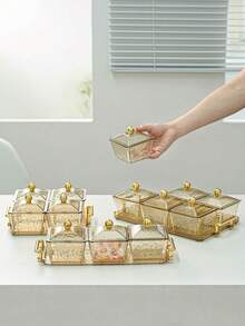 Bộ 1 hoặc 3/4/6 khay đựng bánh quy bán lẻ, bộ đồ dùng tiệc tùng, ngày lễ, có thể tái sử dụng. - Màu nâu - Xem 6