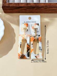 1 Pair Fashionable & Elegant Geometric Colorful Resin Drop Earrings For Women, Suitable For Everyday Wear