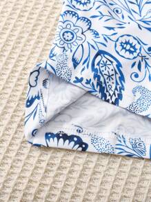 3 sztuki boho - eleganckie niebieskie spodnie wypoczynkowe z nadrukiem paisley i kwiatowym, jesienne ubrania