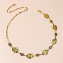 1pc Vintage Graphic Gold Women Fashion Body Jewelry Metal Waist Chain, Bohemian Style Accessory For Dresses & Skirts