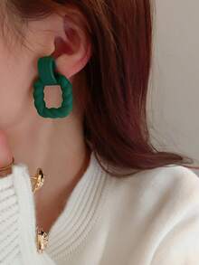 Andkiss 1 对方形针织耳钉，适合日常佩戴