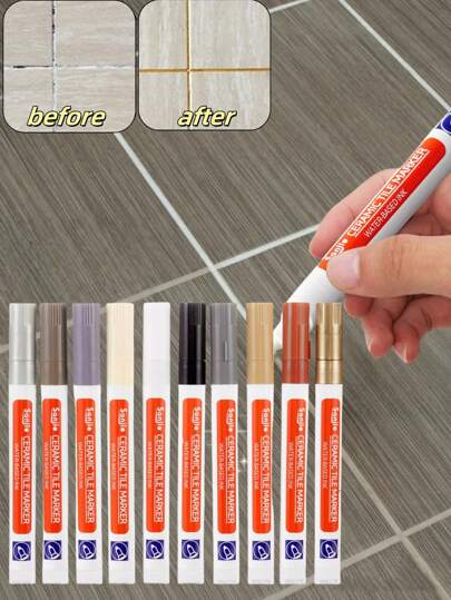 Kitchen Tile Caulking Pen, Color Changing Caulk Pen For Bathroom Floor Tile Cracks Repair And Mold Prevention, 1 Piece. Waterproof Tile Grout Pens For Bathroom And Kitchen, Walls And Floors, Self-Adhesive, Mildew Resistance, Easy To Fill And Seal.