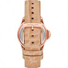 Michael Kors Reloj de mujer de cuarzo casual Mini Everest, esfera blanca de tres manecillas y correa marrón, modelo MK4719, adecuado para uso diario, regalo para ella