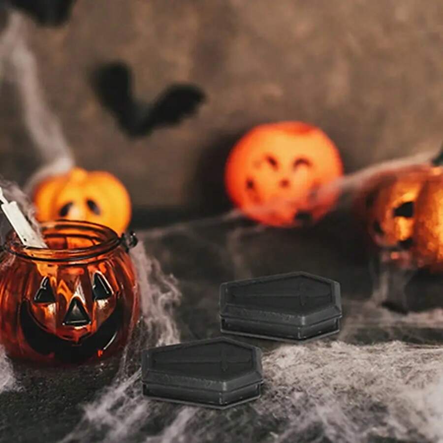 6pcs Halloween Coffin Decor Box, Halloween Coffin Haunted House Props, Coffin Statue, Halloween Supplies, Fun Prank Props, Party Decorations, Halloween Party Home Decor Halloween Decor Room Decor - Multicolor - View 1